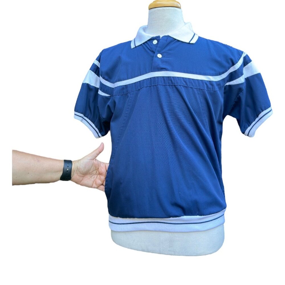 Christian Dior Monsieur Vintage Short Sleeve Blue & White Track Shirt Size M - Picture 9 of 13